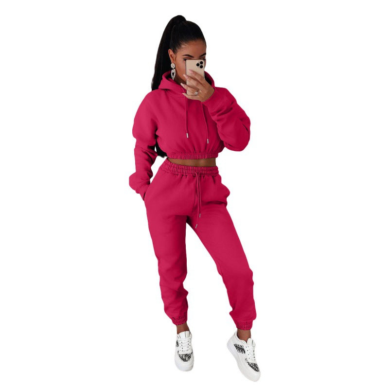 Women's Velvet Padded Hooded Two-Piece Suit