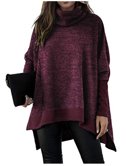 Cozy Batwing Sleeve Turtleneck Loose Sweater