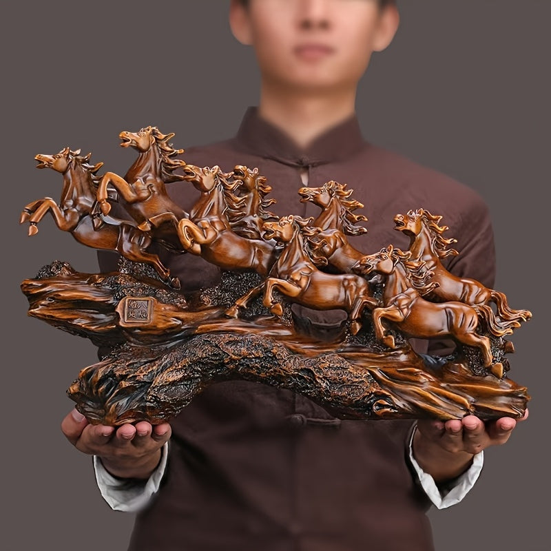 Eight horses resin sculpture for elegant home or office decor
