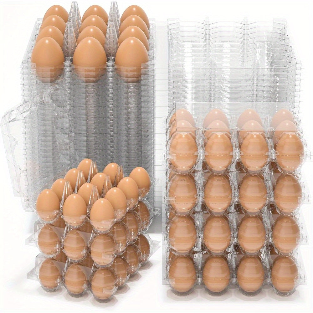 Bulk Pack of 70 Reusable Egg Cartons – Holds 12 Clear Eggs Each, 3×4 Grid