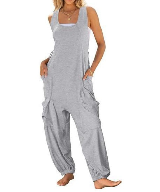 Women's Loose Casual Sling Jumpsuit with Pockets