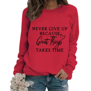 Chic Round Neck Print Long Sleeve Casual Sweatshirt