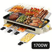 1500W Smokeless Electric Grill with Removable Non-Stick Griddle & Hot Pot