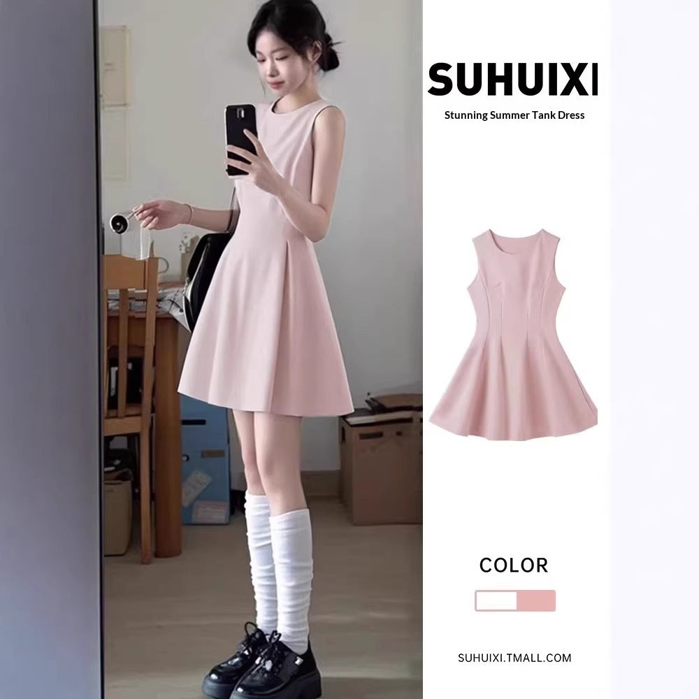 Summers Stunningly Pure Dopamine Inspired Outfit a Waist Accentuated a Line Mini Skirt