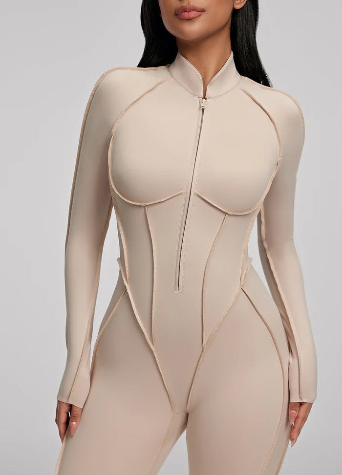 Women's Long Sleeve Zip Slim-Fit Jumpsuit