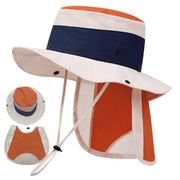 Toddler Sun Hat with Patchwork Design and Detachable Shawl