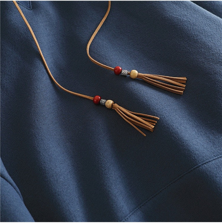 Korean Style Geometric Embroidered Loose Hoodie