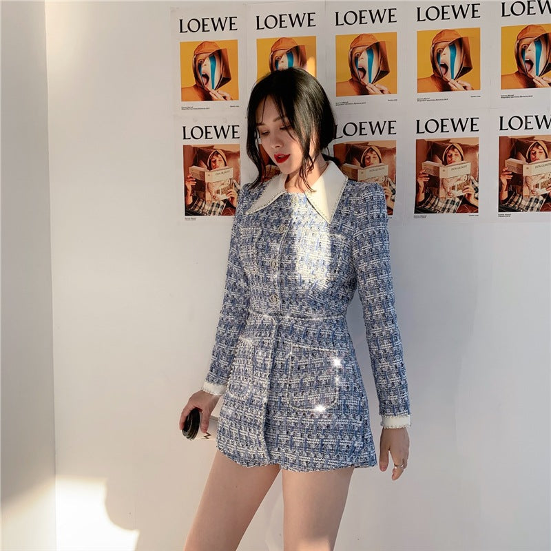 Autumn and winter nail drill jumpsuit dress