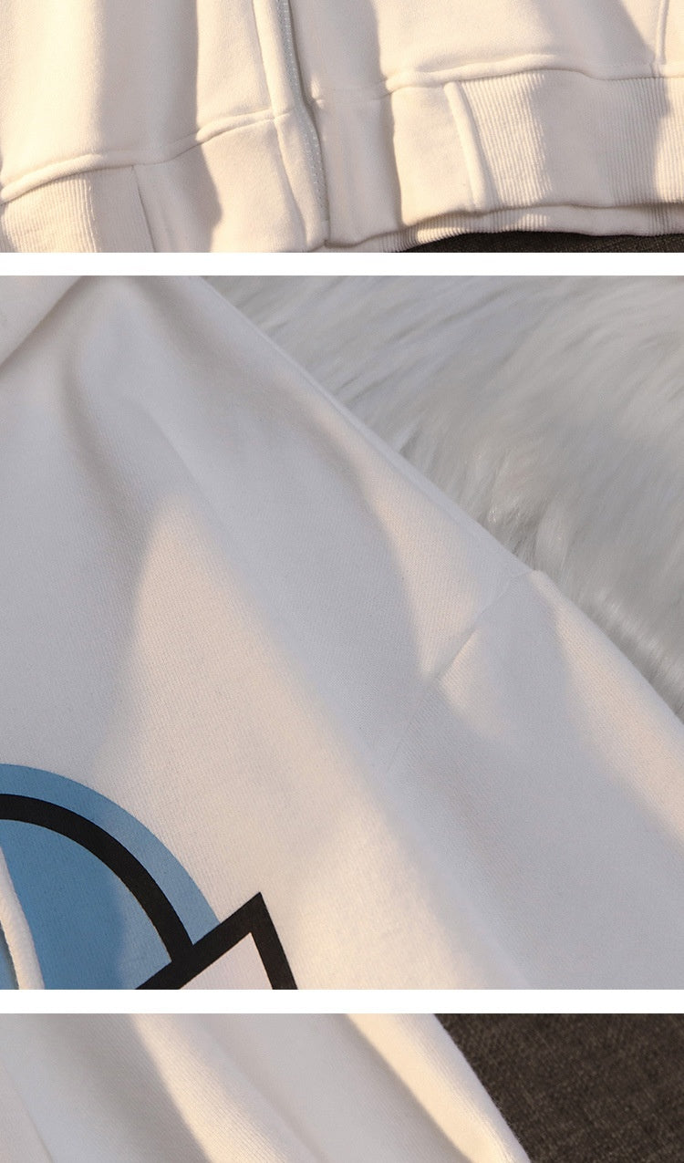 Polyester Fiber Hooded Sweater Students Korean Style Loose Design Couple Coat