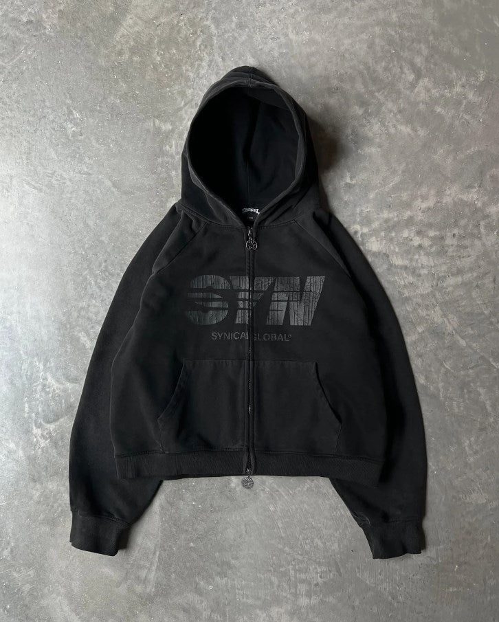 Letter Print Loose Hooded Cardigan Coat