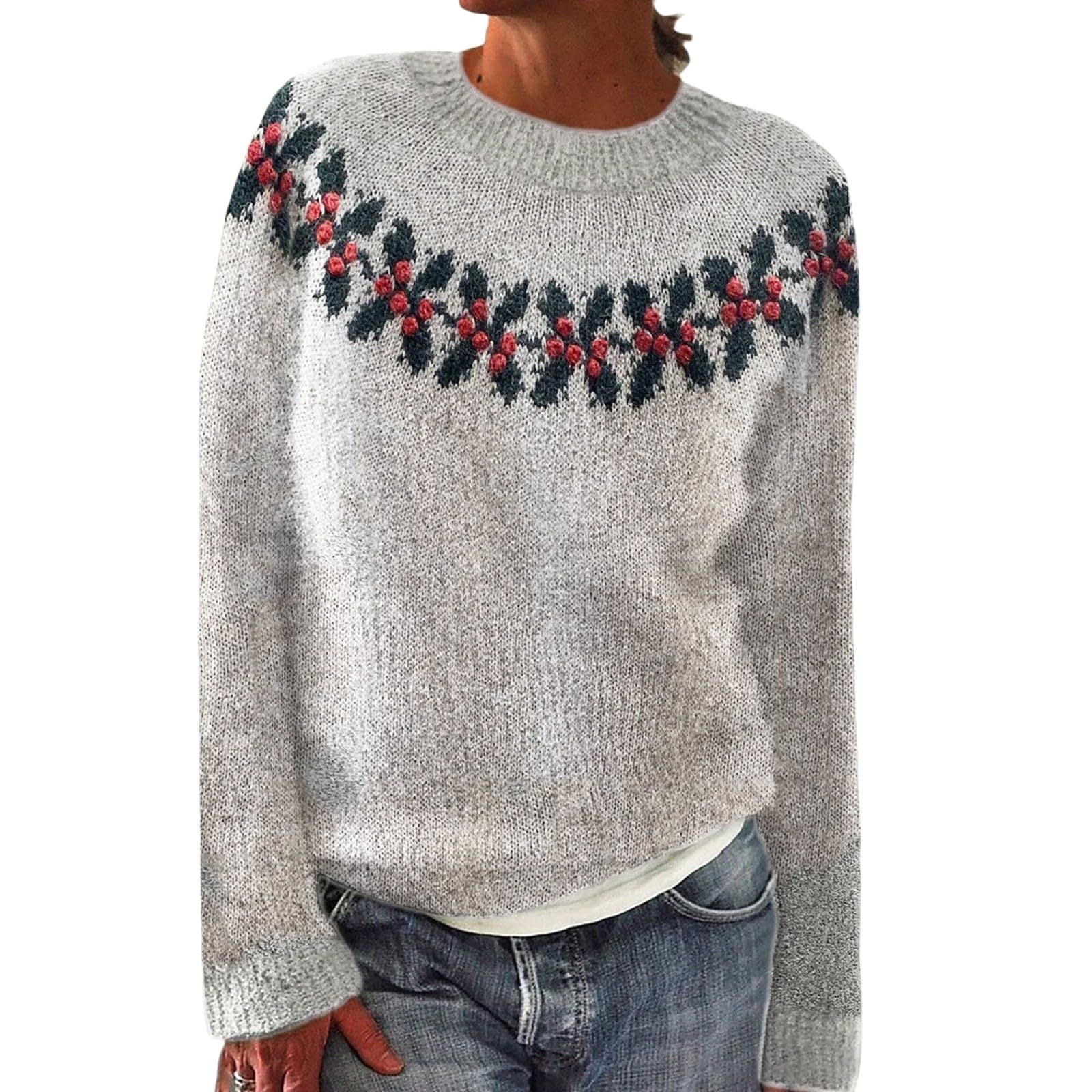 Digital 3D Christmas Round Neck Long Sleeve Sweater