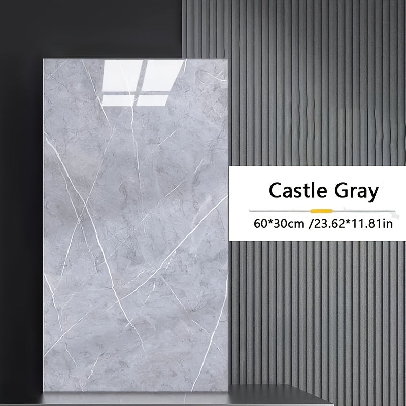 24pcs of Modern Marble Texture Vinyl Wall Tiles, High Gloss Self-Adhesive Decoration, Suitable for Kitchen and Bathroom- Crystal Decoration, Rectangular Space Theme, Easy to Install, Single Use Wall…