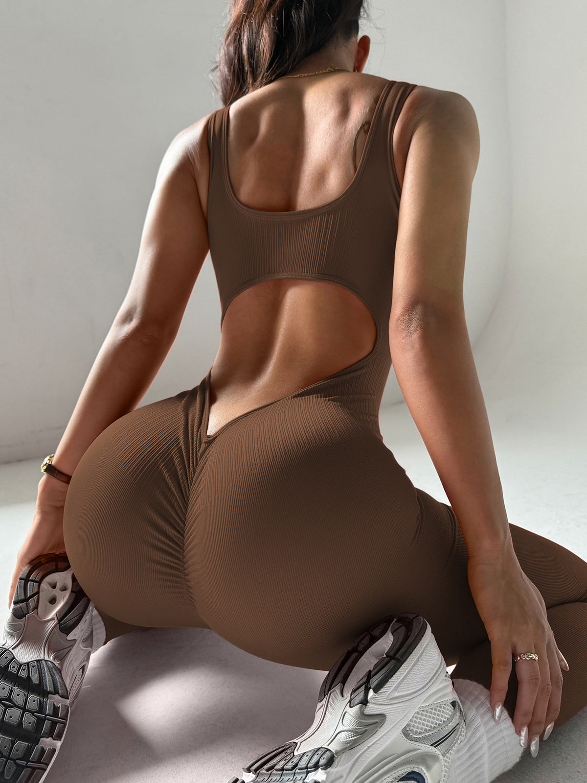 Backless Seamless Yoga Bodysuit for Workout & Fitness