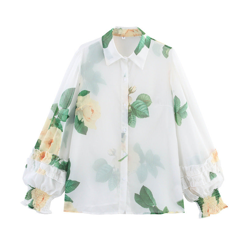 Chic Long Sleeve Printed Blouse for Women