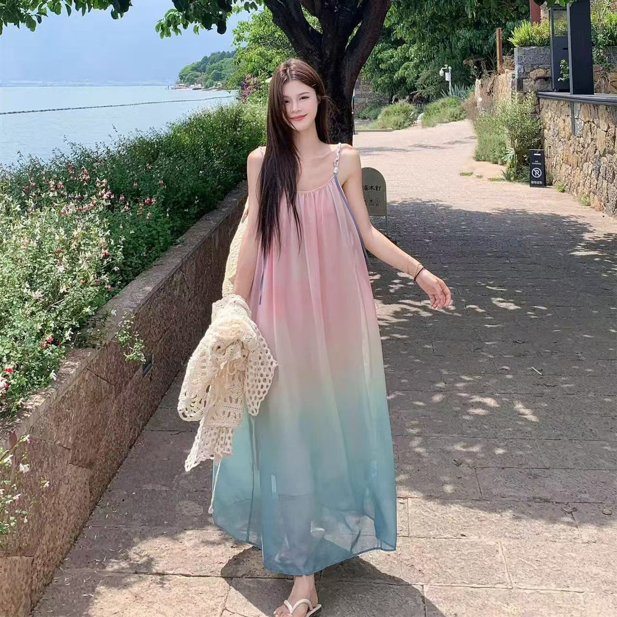 Sweet Ombre Beach-chic Strap Dress
