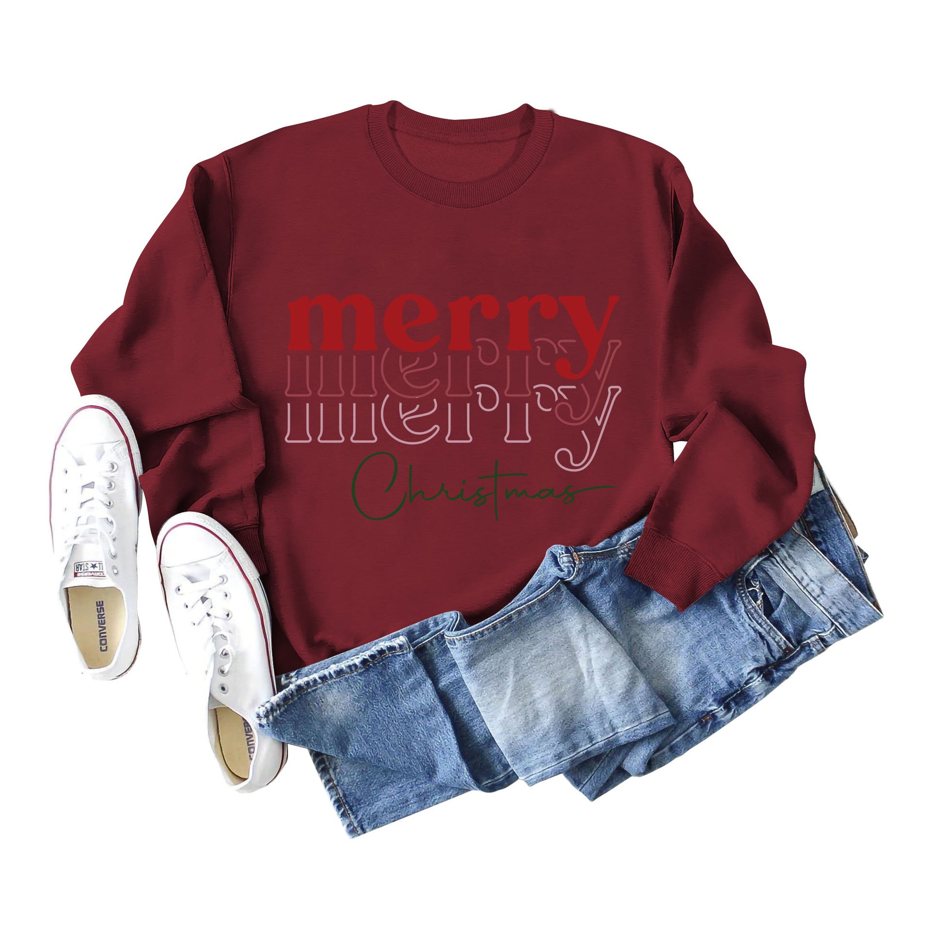 Women's Festive Letter Print Christmas Long Sleeve Sweater