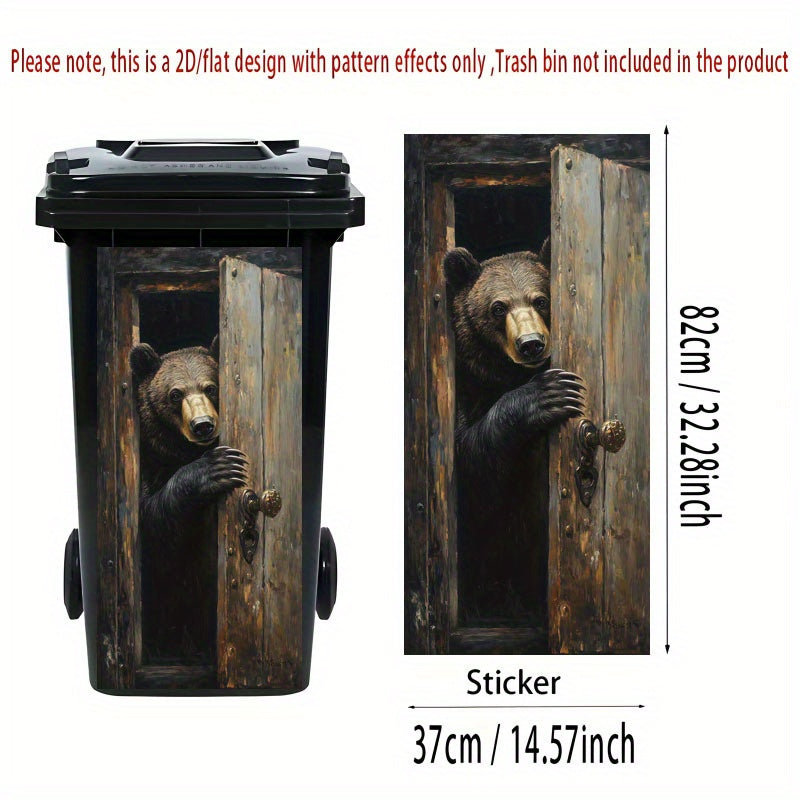 Brown Bear Kitchen Trash Can Stickers – Self-Adhesive Cabinet Door Decor