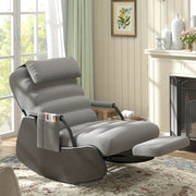 Nursery Glider Rocking Chair with Soft Cushioned Seat and Headrest, Corduroy Upholstery, Manual Rocker, Side Pocket – Dark Grey/Black