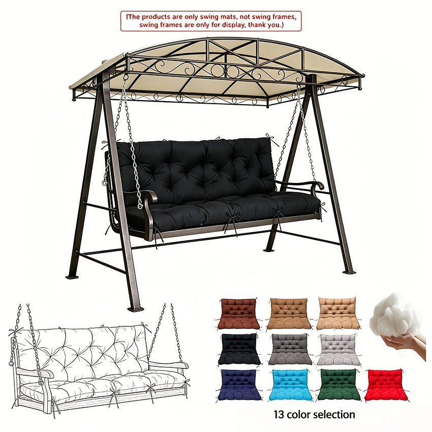 Waterproof Porch Swing Cushions 60 Inch • 2 3-Seater Replacement For Outdoor Furniture • With Backrest And Straps • Thick 5" Swing Seat Bench Cushion • Cushion Ties For Patio, Garden & Backyard • Dark Green 60''×40