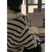 Chic Striped Knit Cardigan Sweater