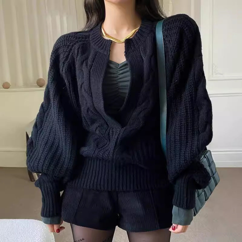 Twill Knitted Pullover Loose Colorized Sweater