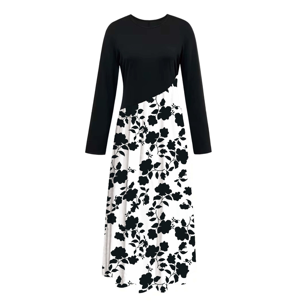 Plus-Size Leopard Print Long Sleeve Fishtail Dress
