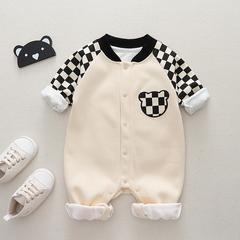 Cute Cartoon Print Long-Sleeve Baby Jumpsuit