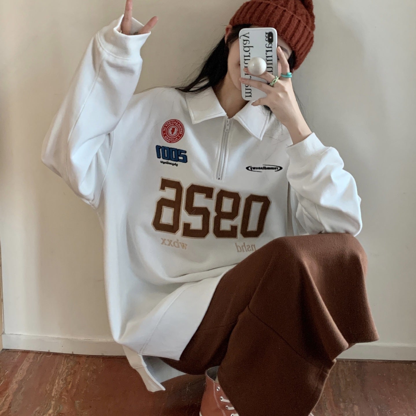 Retro Graphic Plus Size Pullover Sweater
