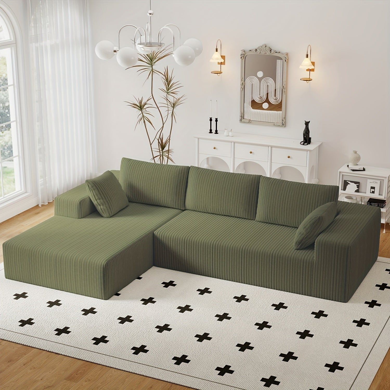 96 Inch L-Shaped Cloud Sofa Set for Living Rooms and Bedrooms