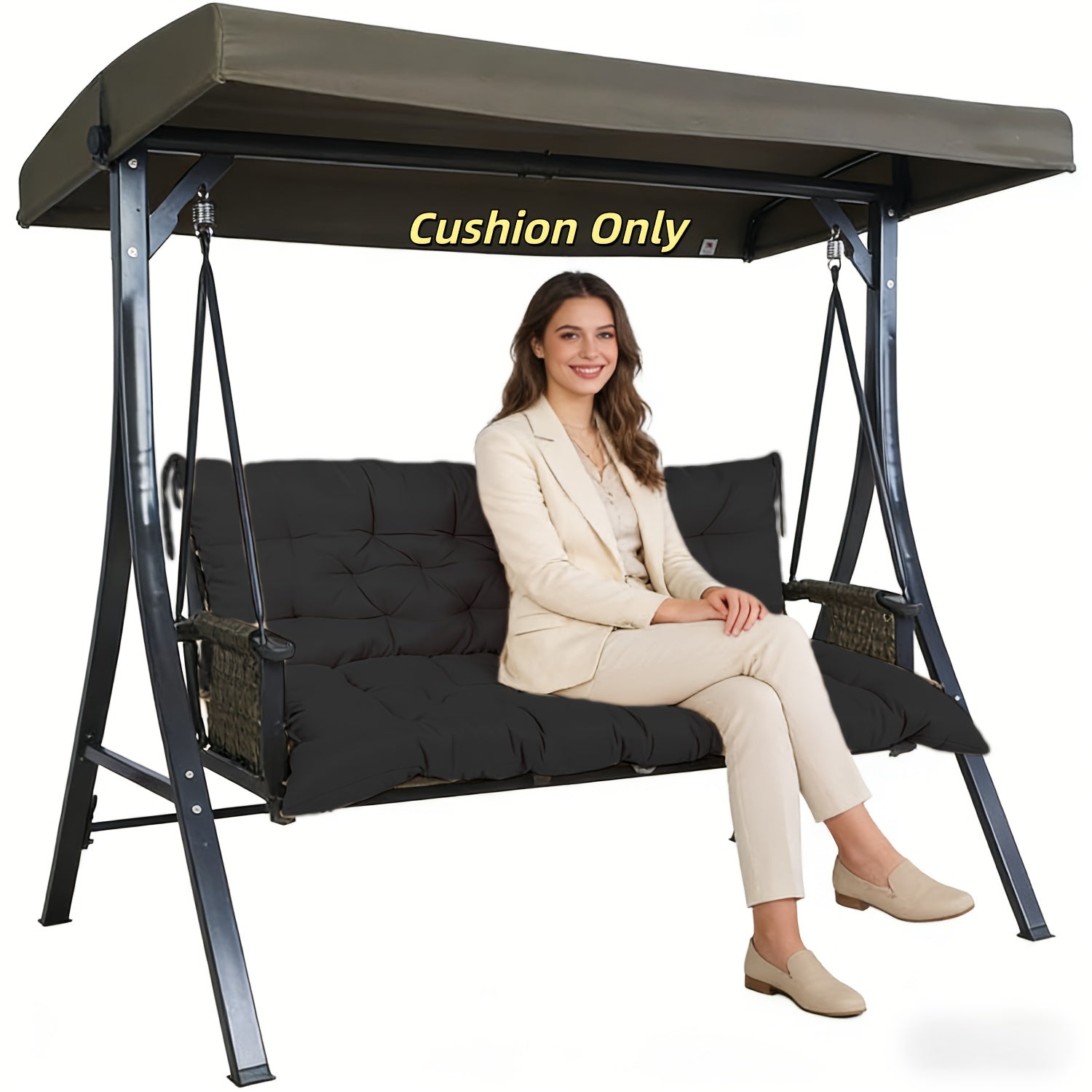 Replacement Cushions for 2-3 Seater Swings, Thick 4" Outdoor Porch Cushions, Waterproof Bench Cushions with Back Support for Garden Furniture