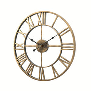 1pc 15.748 Inch Large Wall Clock, Silent Non Ticking Battery Operated Roman Numeral Wall Clock, Industrial Metal Indoor Outdoor Analog Clock For Living Room, Kitchen, Pool, Patio Decor - Black