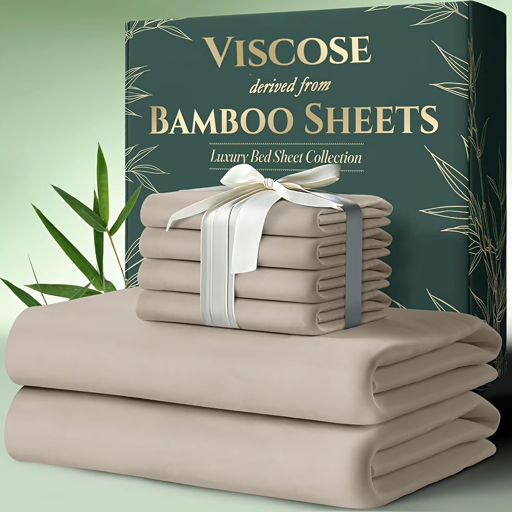 6pcs Bamboo Cooling Bed Sheets Sets Queen Size