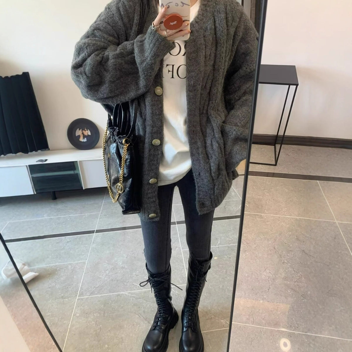 Cable-knit Sweater Jacket for Women Spring and Autumn Knitwear