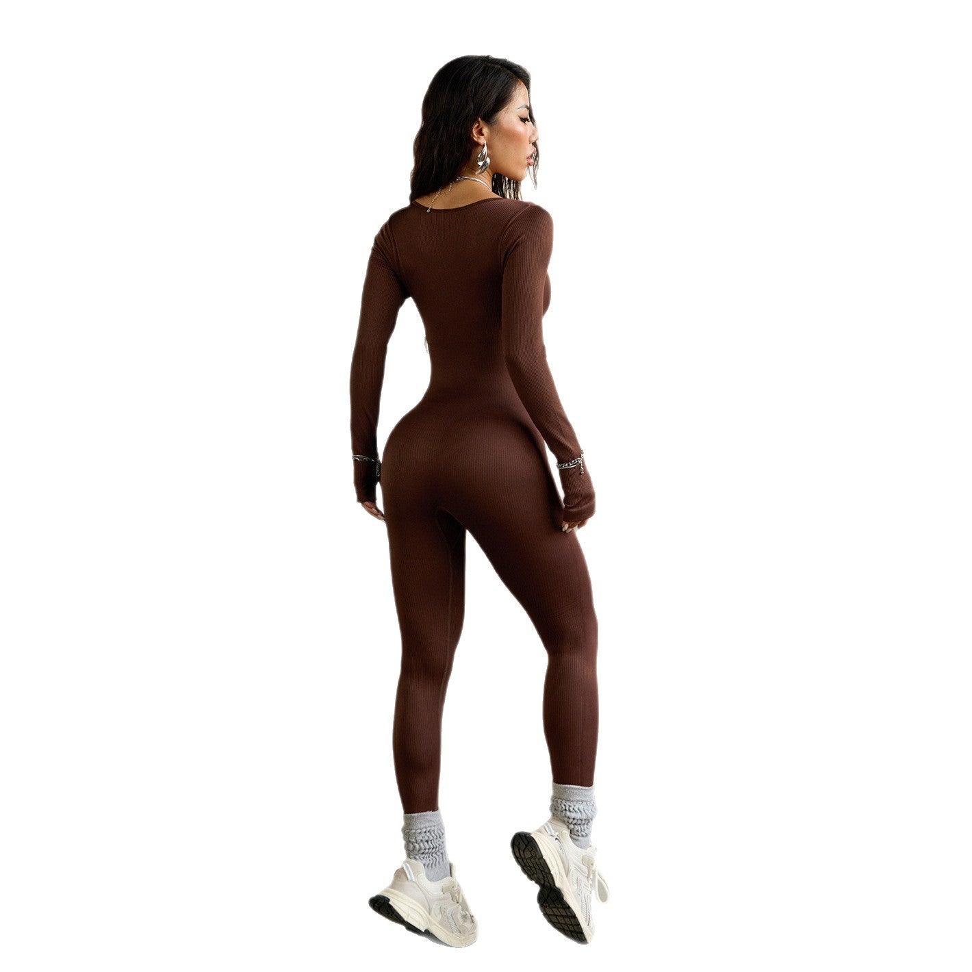 Women's Long Sleeve Yoga Jumpsuit Fitness Romper