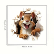 3D Cute Squirrel Wall Sticker – Self‑Adhesive Bathroom and Door Décor