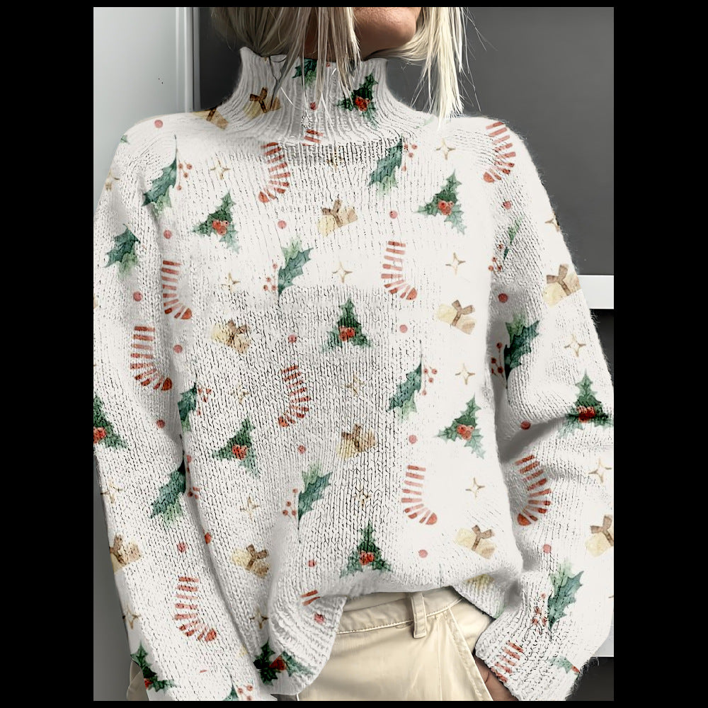 3D Color Block Turtleneck Knit Sweater