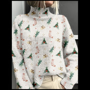 3D Color Block Turtleneck Knit Sweater