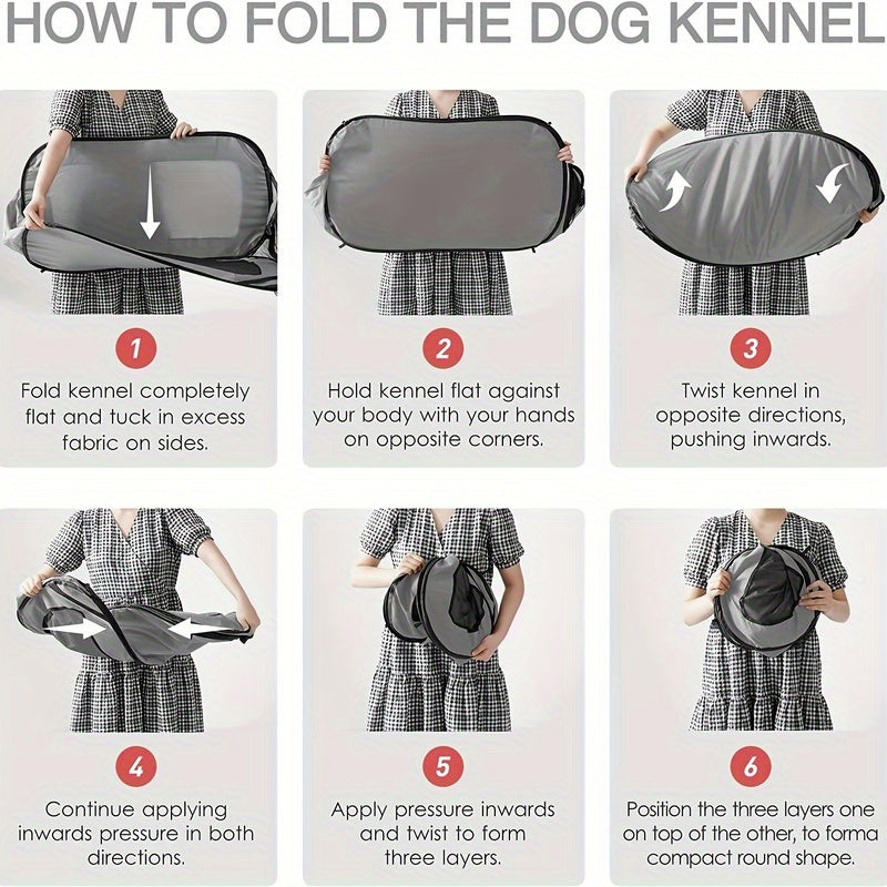 Portable Pop-up Cat & Dog Playpen With Locking Zipper - Foldable Classic Design, Durable Fabric & Mesh Ventilation For Indoor/outdoor Use, Travel, Crate Training, Pet Safety Enclosure