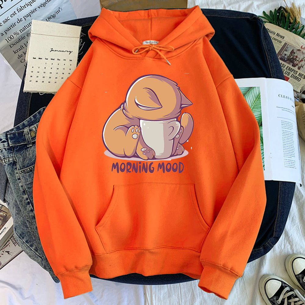 Cozy Cartoon Animal Velvet Hoodie for Cute Streetwear Style