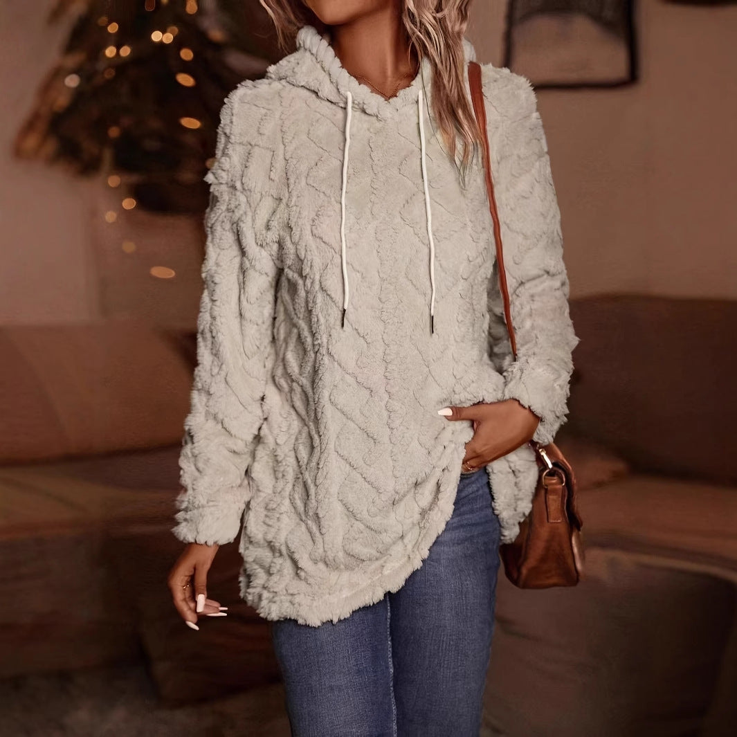 Cozy Solid Color Hooded Pullover Casual Winter Coat
