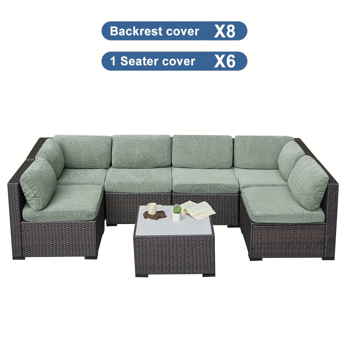 12/14pcs Stretch Large Leaf Jacquard Outdoor Terrace Cushion Covers Sofa Chair Covers Sofa Covers Pillow Covers Replacement Furniture Covers Suitable for Pets Washable