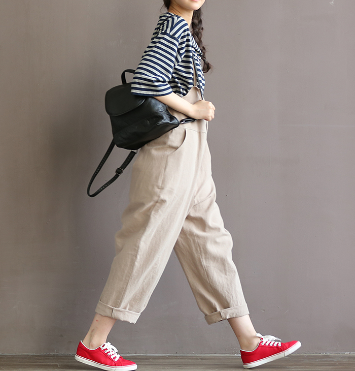 Vintage Cotton High-Waist Bib Pants & Overalls