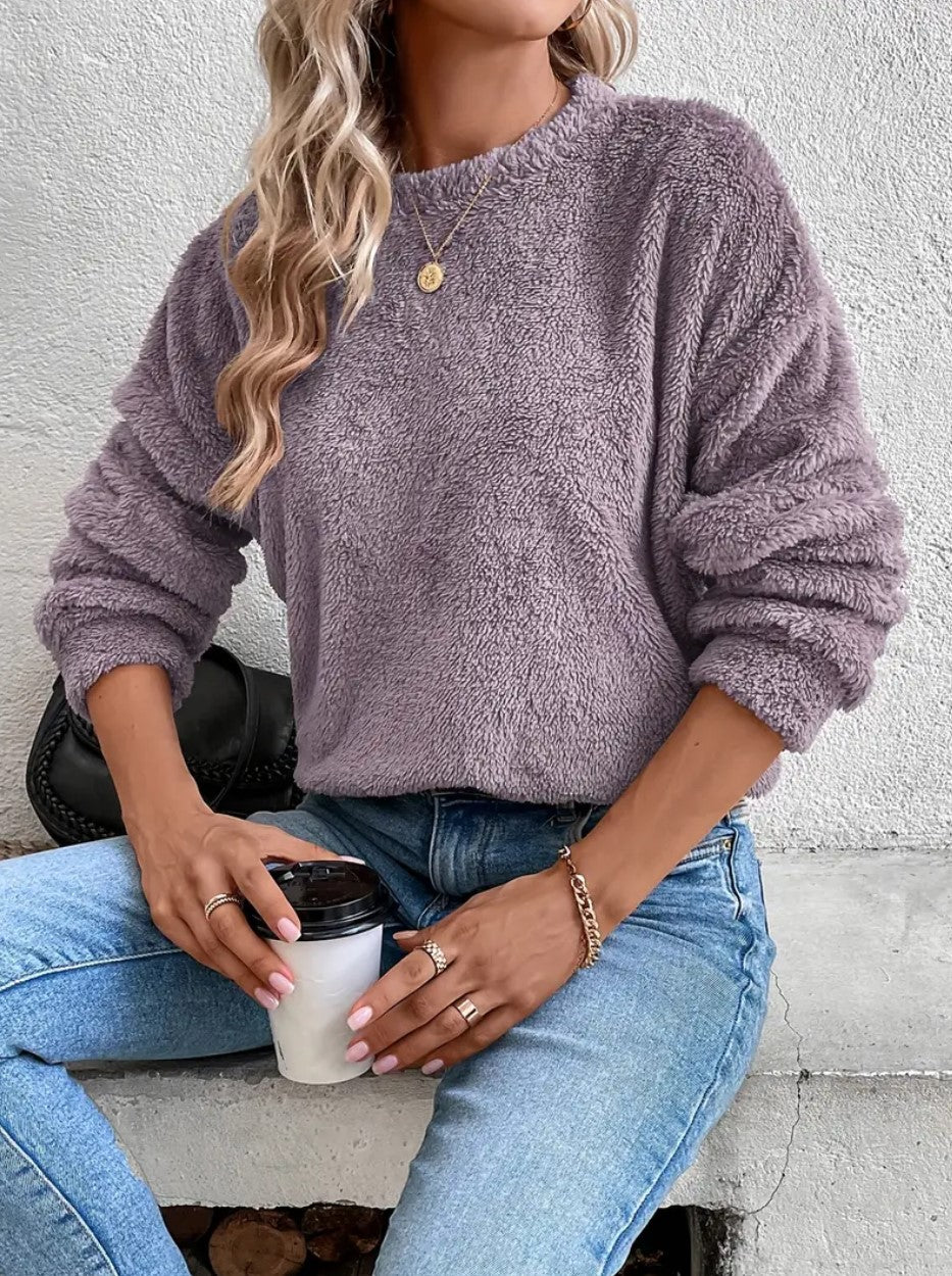 Cozy Double-Sided Fleece Casual Sweatshirt for Women