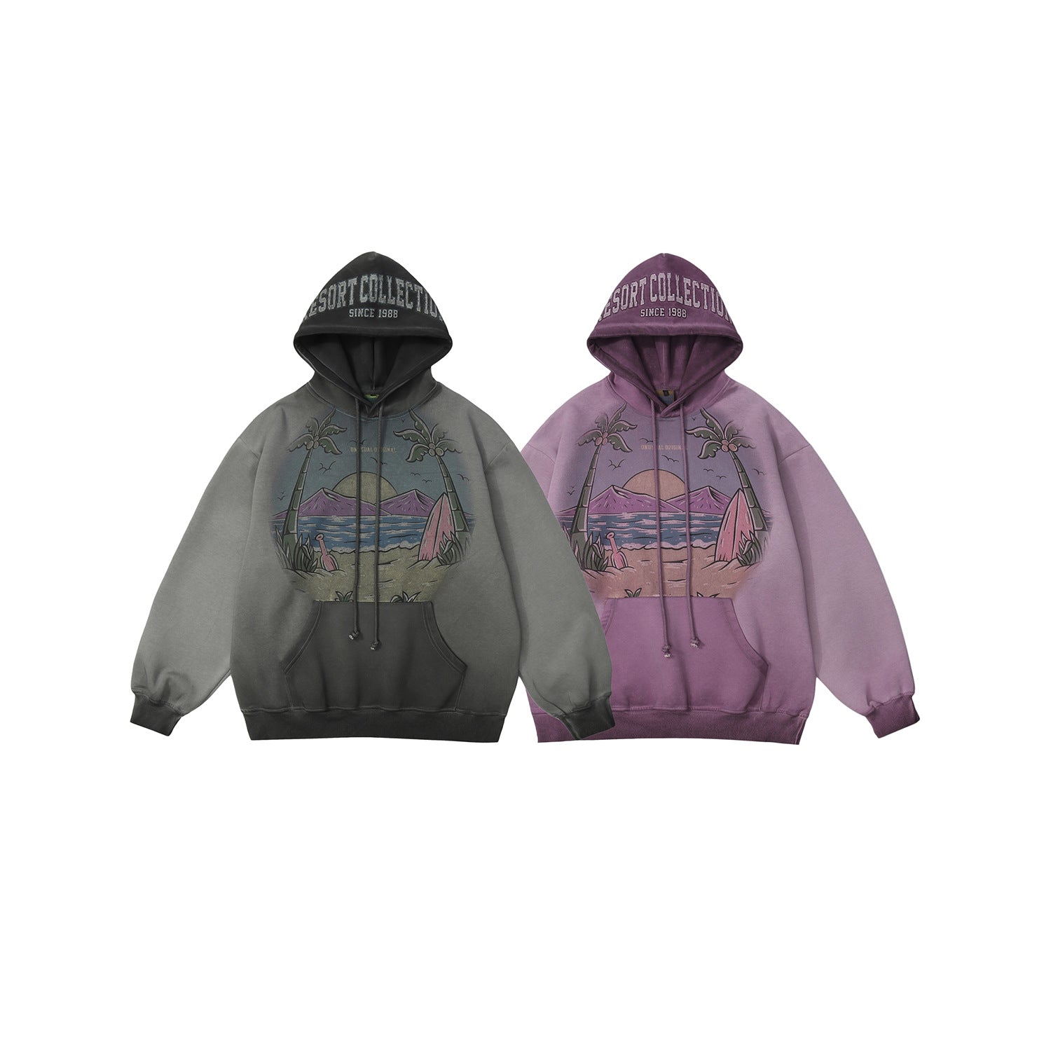 Men's Vintage Landscape Art Hoodie Streetwear