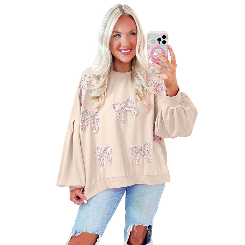 Cozy Bow Crewneck Pullover Sweatshirt