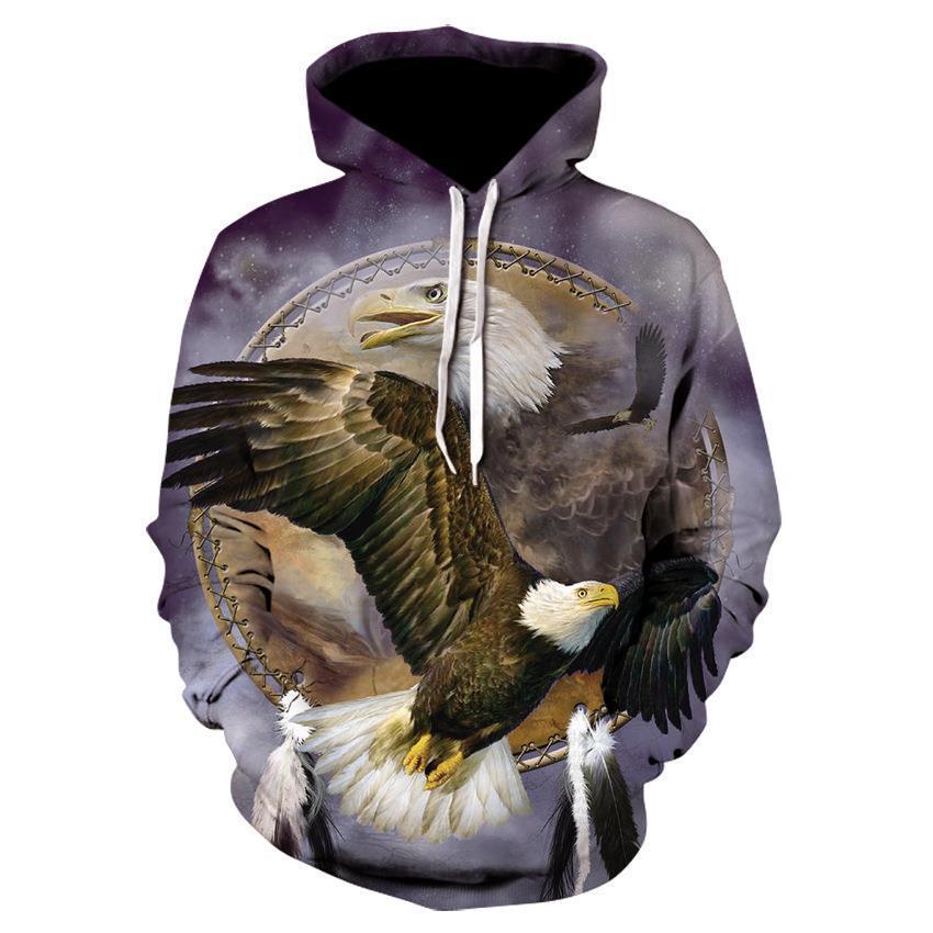 Women's 3D Print Hooded Pocket Pullover Sweatshirt