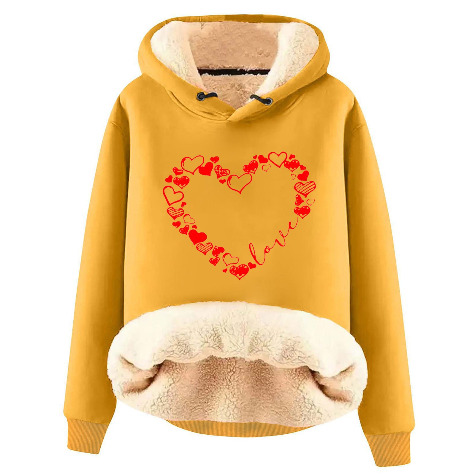 Fleece-Lined Warm Loose Hooded Pullover Sweatshirt