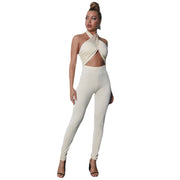 Women's Cutout Halter Bodysuit Figure-Hugging Jumpsuit