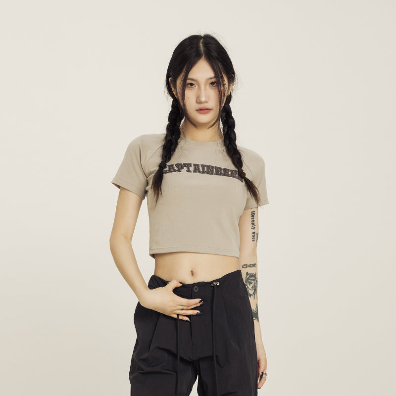 Retro American Crop Top Vintage Short Sleeve Summer Tee