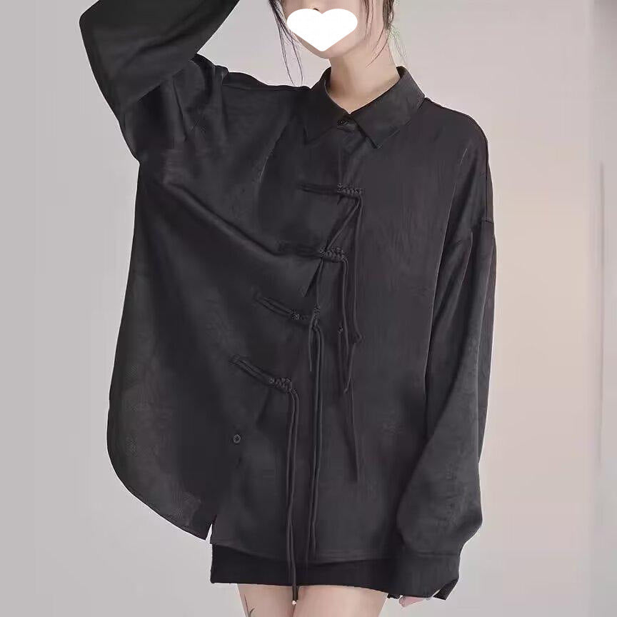 Chinese Lapel Chinese Knot Button Shirt Teenagers